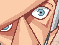 Closeup of George Carlin eyes in his caricature artwork. Drawn using vector illustrative style by artist Prasad Bhat of Graphicurry