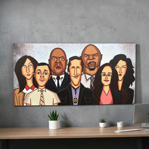 Brooklyn 99 wall art laminate featuring 99th precinct detectives illustration