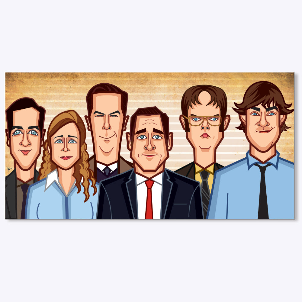 The Office tribute wall art caricature featuring Dunder Mifflin characters