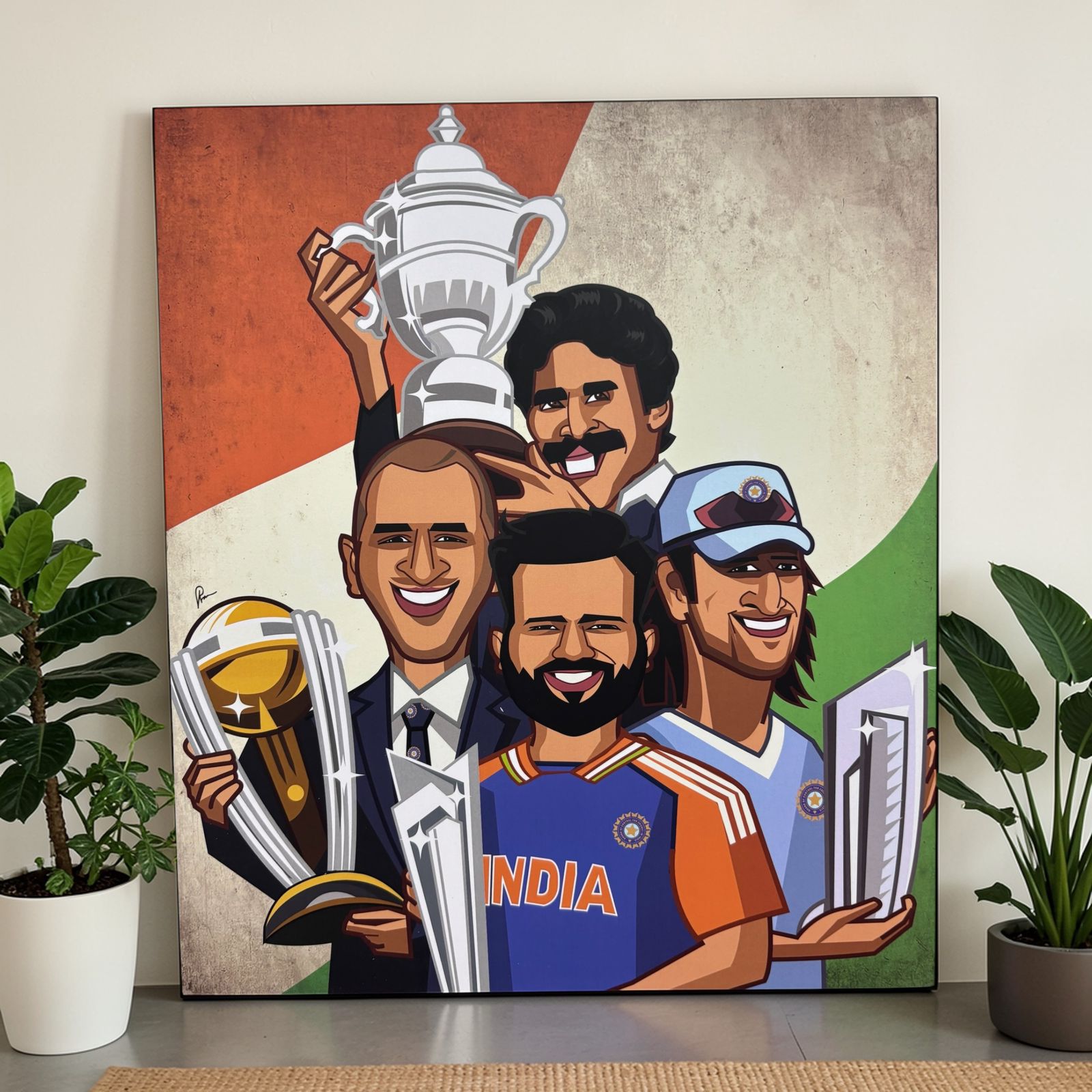 Indian cricket World Cup winning captains caricature poster by Prasad Bhat