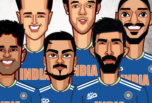 cricket wall art India T20 champions 2026 collectible illustration