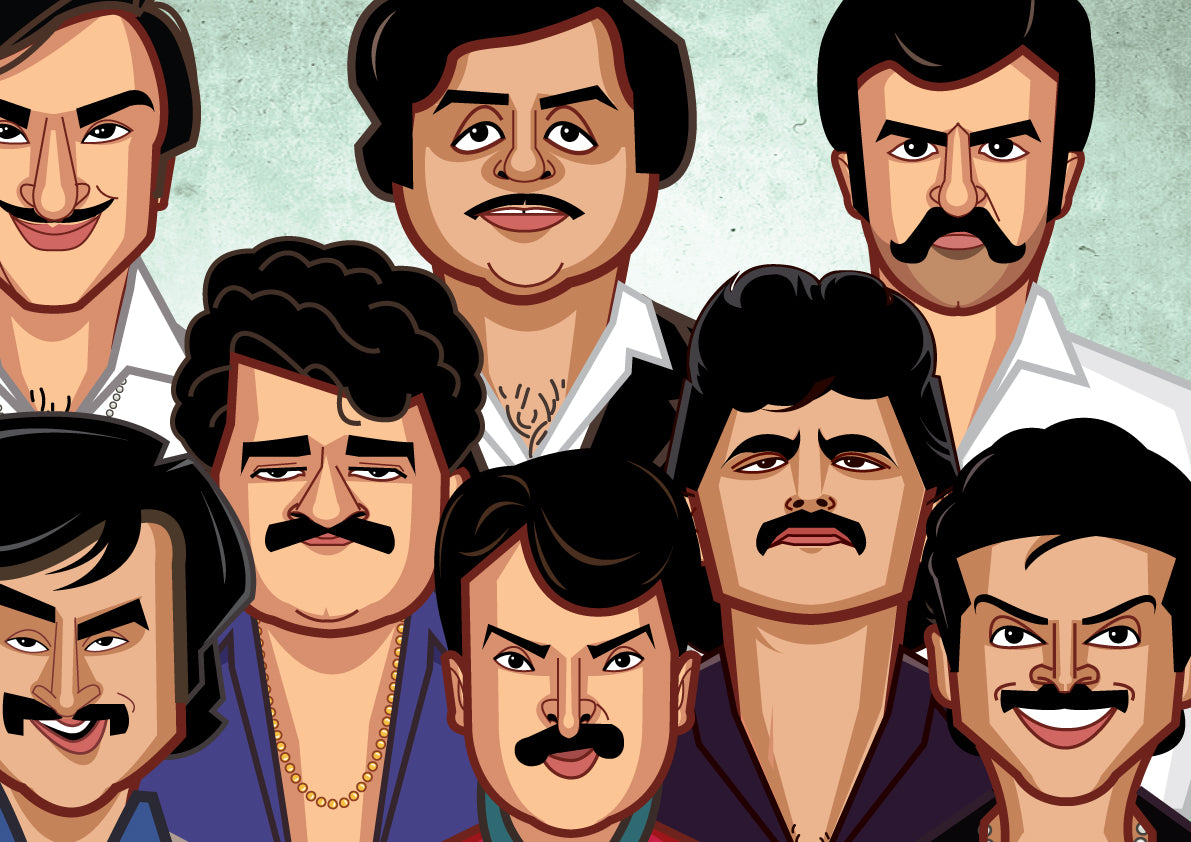 South Indian actors tribute artwork for home wall decor