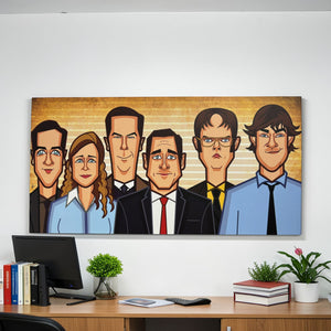 The Office tribute wall art caricature featuring Dunder Mifflin characters