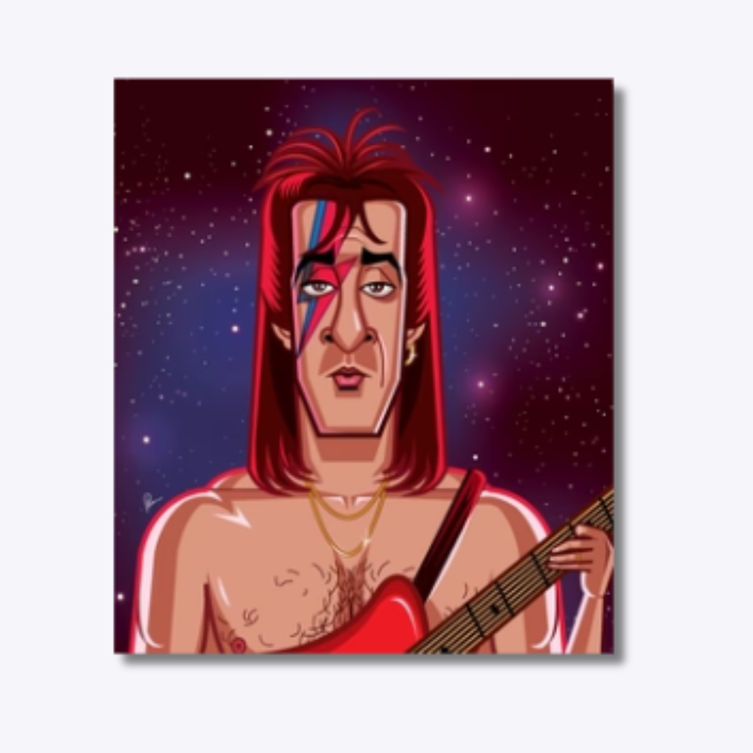 Sanjay Dutt caricature featuring the Bollywood superstar in a bold and striking digital illustration, capturing his larger-than-life persona.