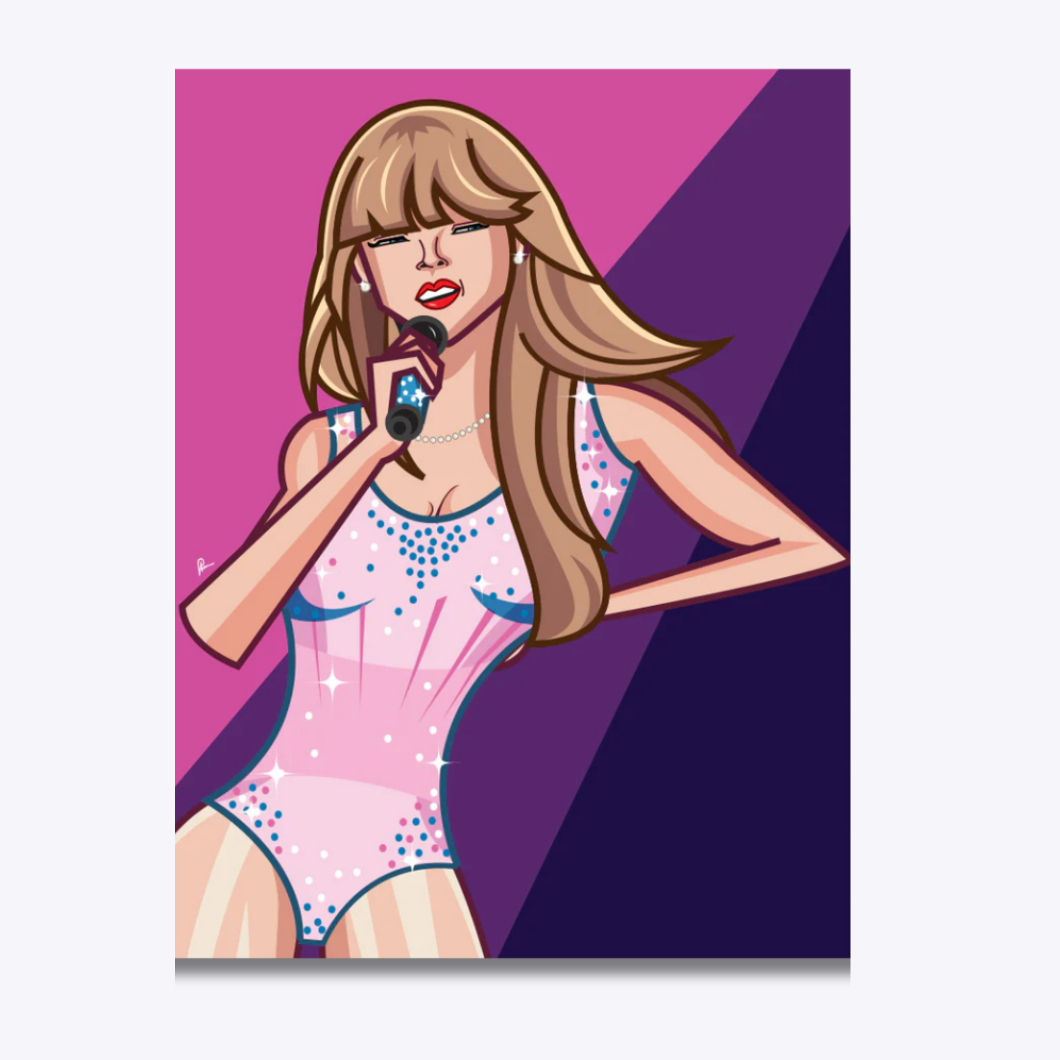 Taylor Swift wall art featuring a stylish digital illustration of the global pop icon, capturing her signature elegance, musical legacy, and artistic evolution.