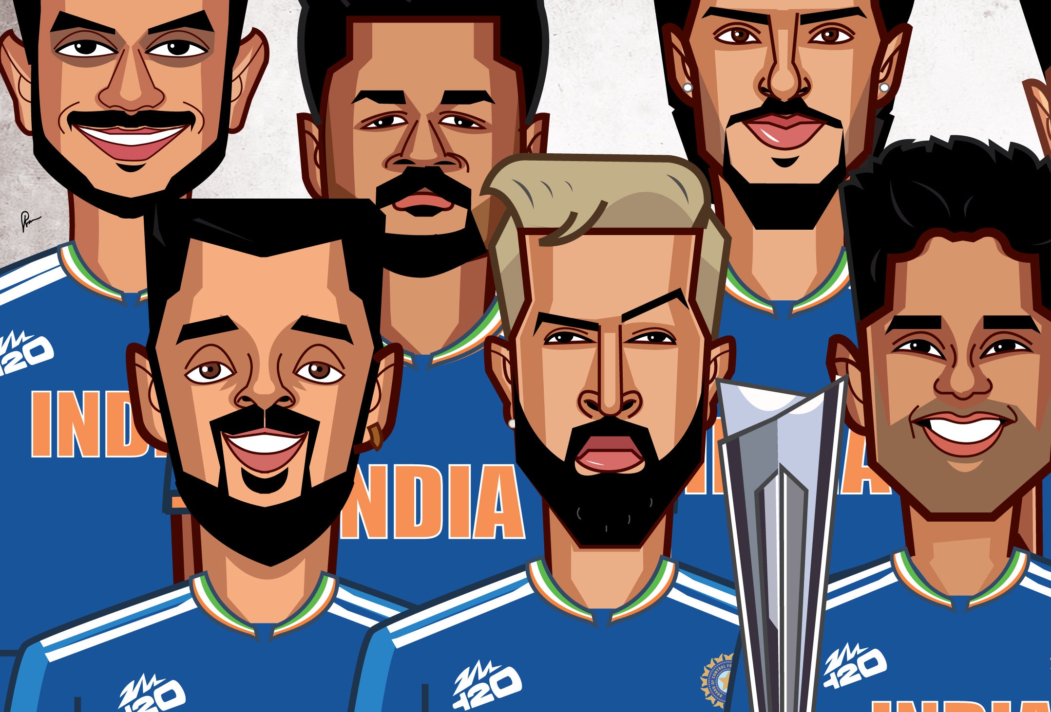 Team India blue jersey champions poster T20 World Cup 2026 artwork