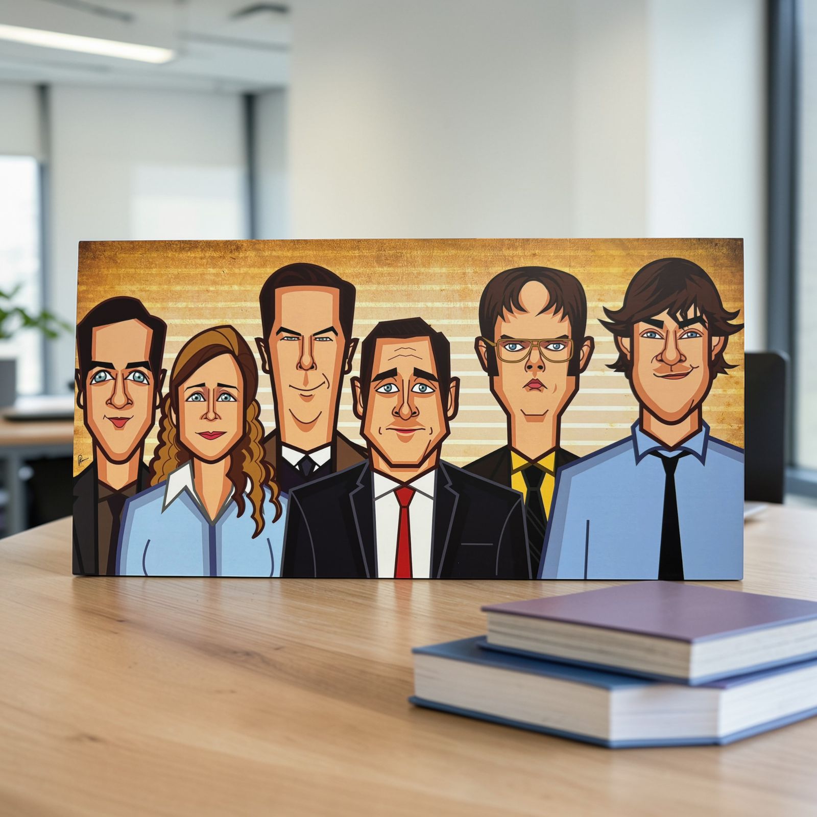 The Office tribute wall art caricature featuring Dunder Mifflin characters