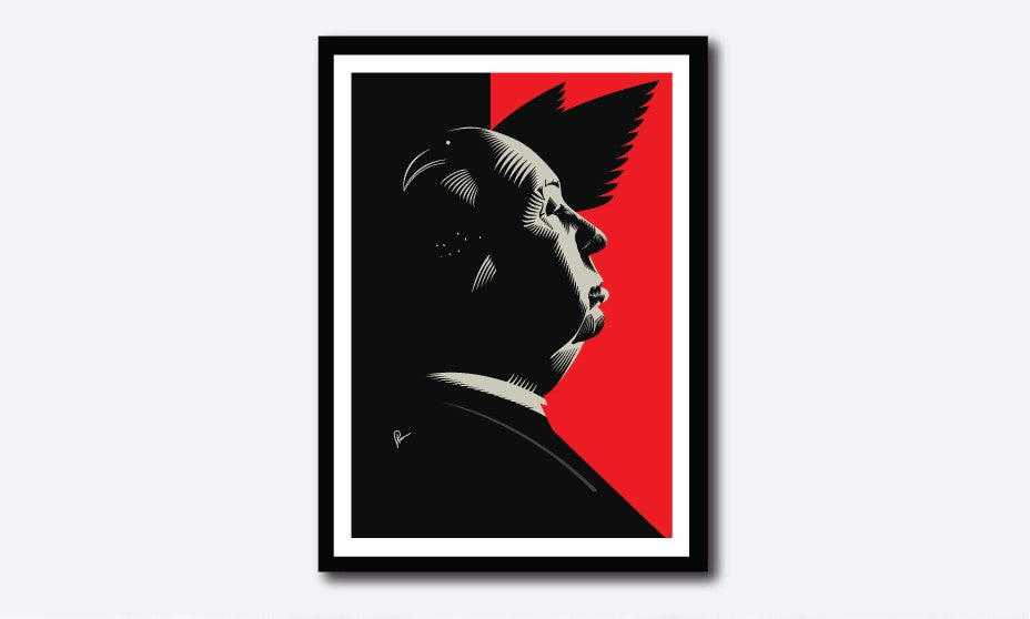 Alfred Hitchcock poster inspired by The Birds