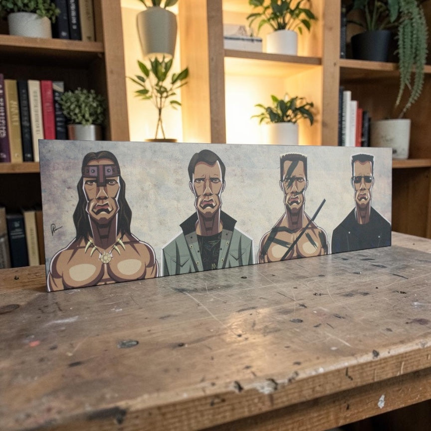 Evolution of Arnold movie wall decor inspired by classic Arnold Schwarzenegger action films