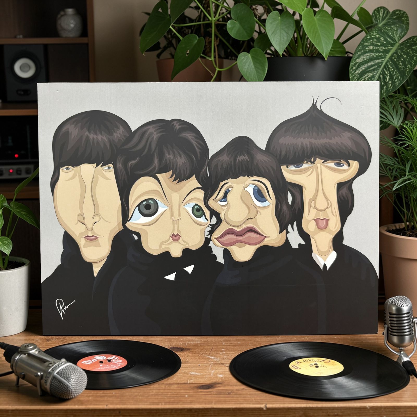 The Beatles poster artwork celebrating the iconic Fab Four