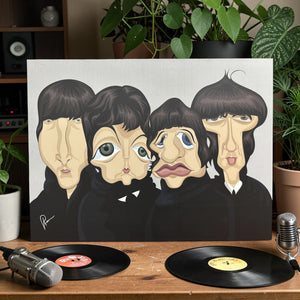 The Beatles poster artwork celebrating the iconic Fab Four