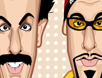 Creative Borat fan art poster by Graphicurry celebrating Sacha Baron Cohen's legendary characters.