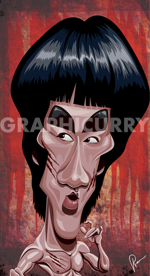 Bruce Lee martial arts poster with premium caricature artwork by Graphicurry