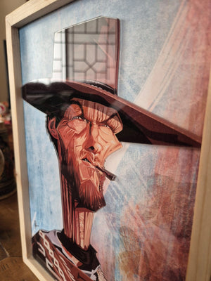 Clint Eastwood outlaw acrylic wall art with iconic western look