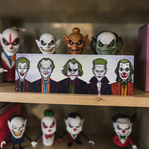Dark clown villain wall art inspired by iconic Joker character