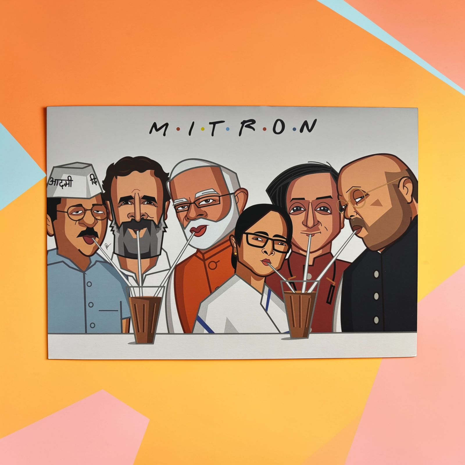 quirky caricature wall decor for living room India Mitron artwork