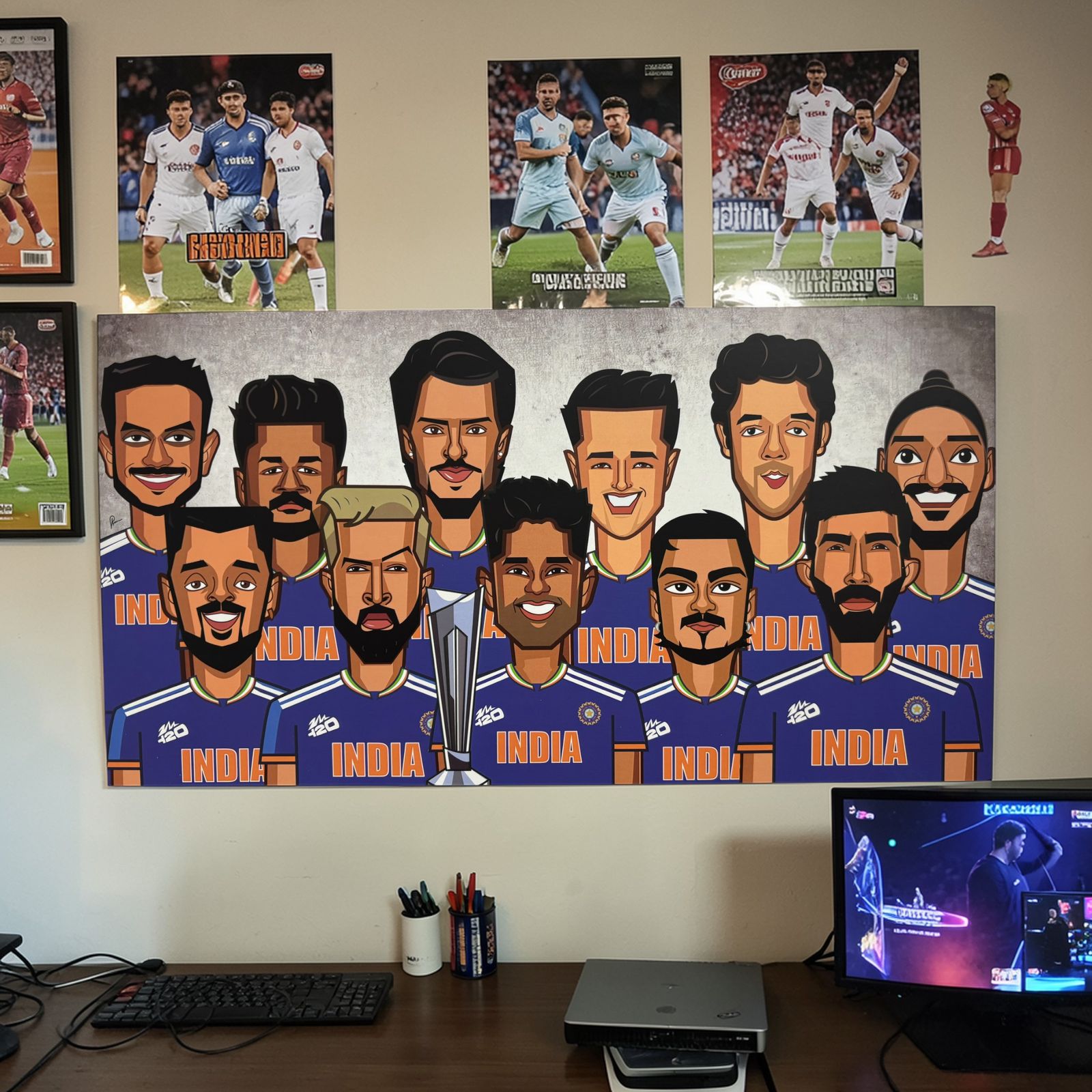 Indian cricket team caricature poster 2026 T20 World Cup winners artwork