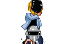 Hand-drawn Daft Punk caricature art print illustrated by Prasad Bhat