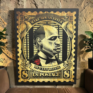 Don Corleone stamp-style wall art inspired by The Godfather movie