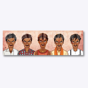 Evolution of Bhagwan wall art featuring Ganesh Gaitonde from Sacred Games in a limited-edition tribute artwork by Graphicurry, celebrating fearlessness and self-made destiny.