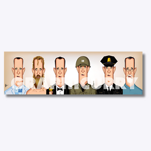 Evolution of Tom Hanks artwork featuring iconic movie characters illustrated by Prasad Bhat
