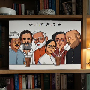 Mitron wall art caricature design celebrating unity and friendship