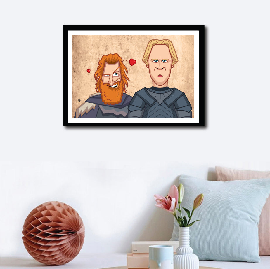 The Big Love Game of Thrones poster featuring Brienne and Tormund