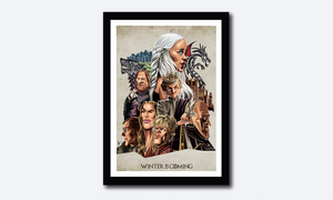 Game of Thrones poster featuring detailed GOT caricature artwork