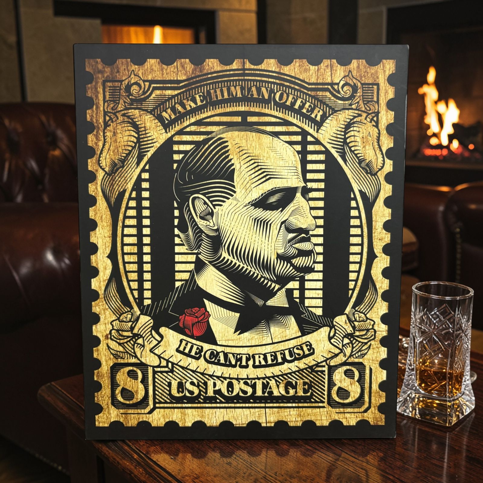The Godfather movie wall decor with iconic Don Corleone artwork