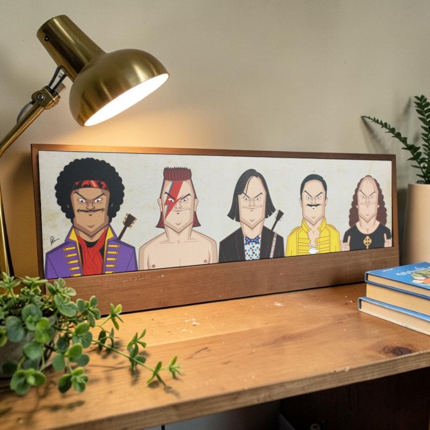 Jack Black tribute to legendary rockstars illustrated by Prasad Bhat music wall art