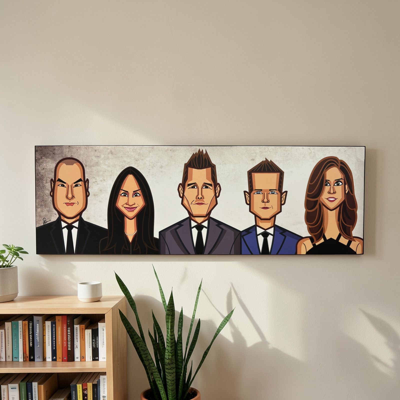 Suits TV show wall decor laminate print with Harvey and Mike artwork