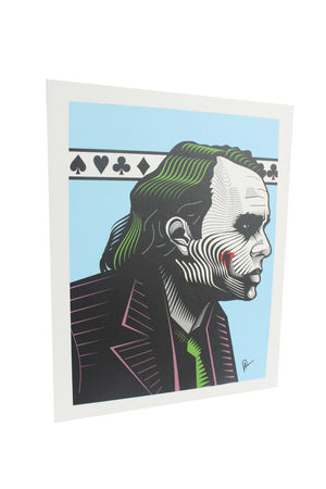 Dark Knight Joker collector wall art featuring a vibrant illustrated tribute by Prasad Bhat