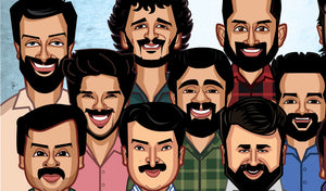 Malayalam film legends tribute artwork pop culture wall decor India
