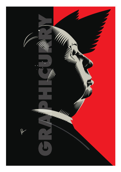 Alfred Hitchcock portrait poster by Prasad Bhat