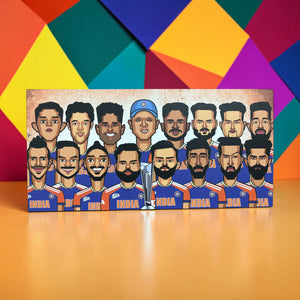 India T20 Triumph Gold Edition team portrait wall art featuring all champions
