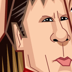 Iron Maiden caricature poster with British flag backdrop