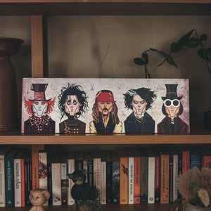 Johnny Depp iconic movie characters caricature illustration poster