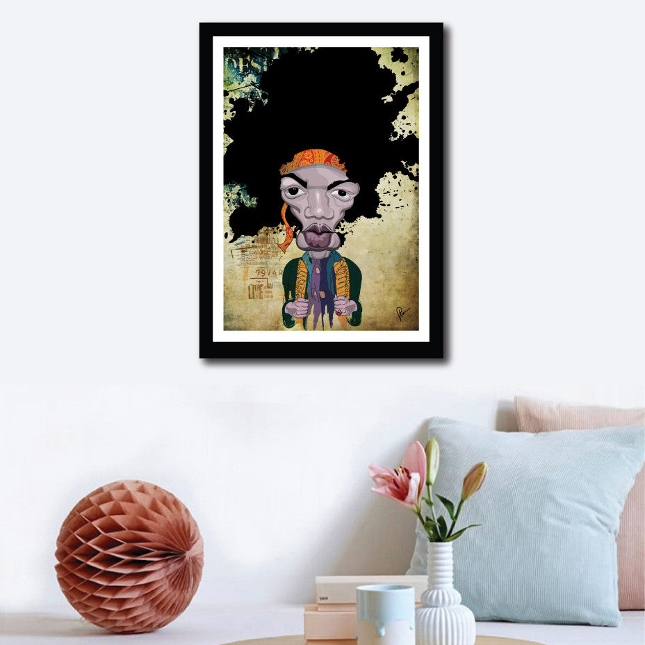 Jimi Hendrix rock music fan art poster