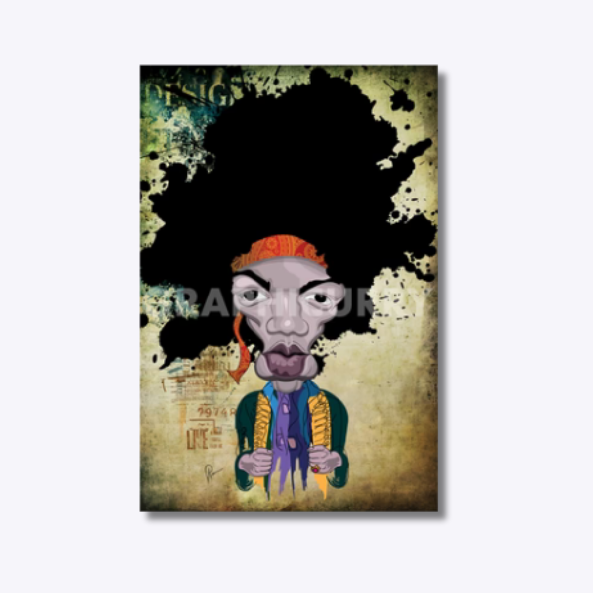 Jimi Hendrix wall art featuring the legendary rock guitarist