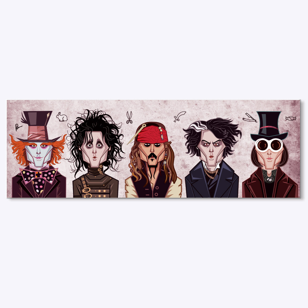 Johnny Depp wall art featuring Jack Sparrow Edward Scissorhands and Sweeney Todd