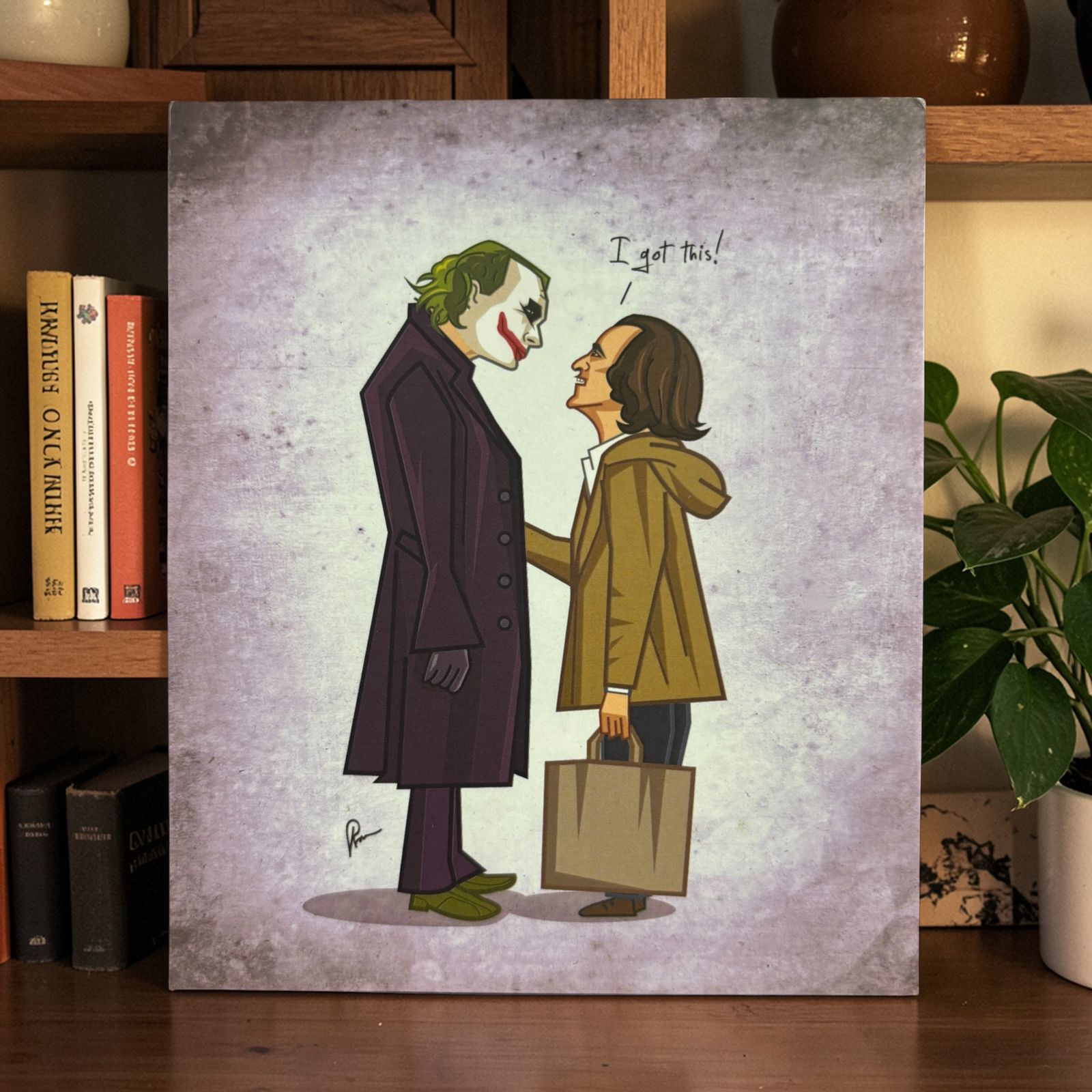 Tribute artwork showcasing Heath Ledger and Joaquin Phoenix as the iconic Joker character