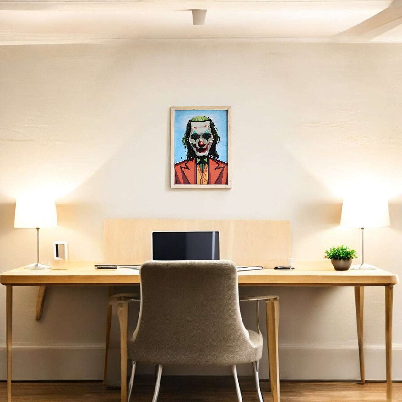 Joker villain caricature wall art in acrylic frame