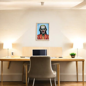 Joker villain caricature wall art in acrylic frame