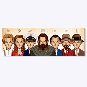 Leonardo DiCaprio wall art featuring iconic movie roles collage by Prasad Bhat Graphicurry