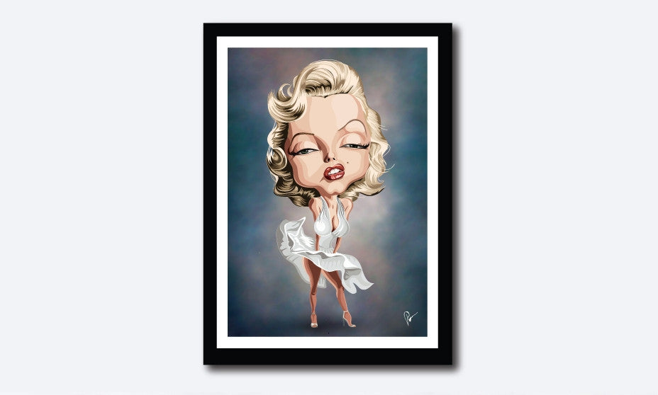 Marilyn Monroe poster featuring iconic caricature artwork