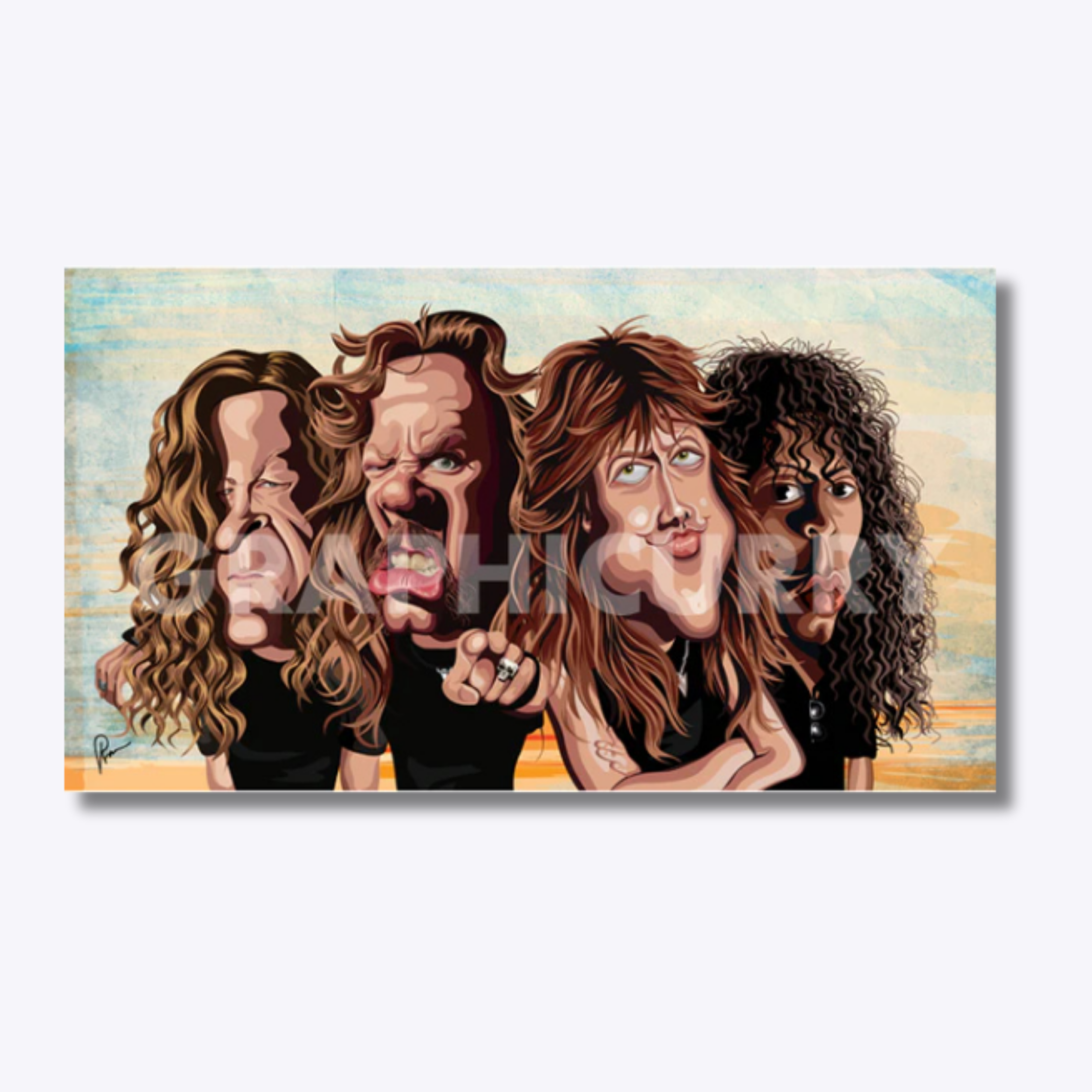 Metallica The Four Horsemen wall art illustrated by Prasad Bhat featuring the legendary heavy metal band