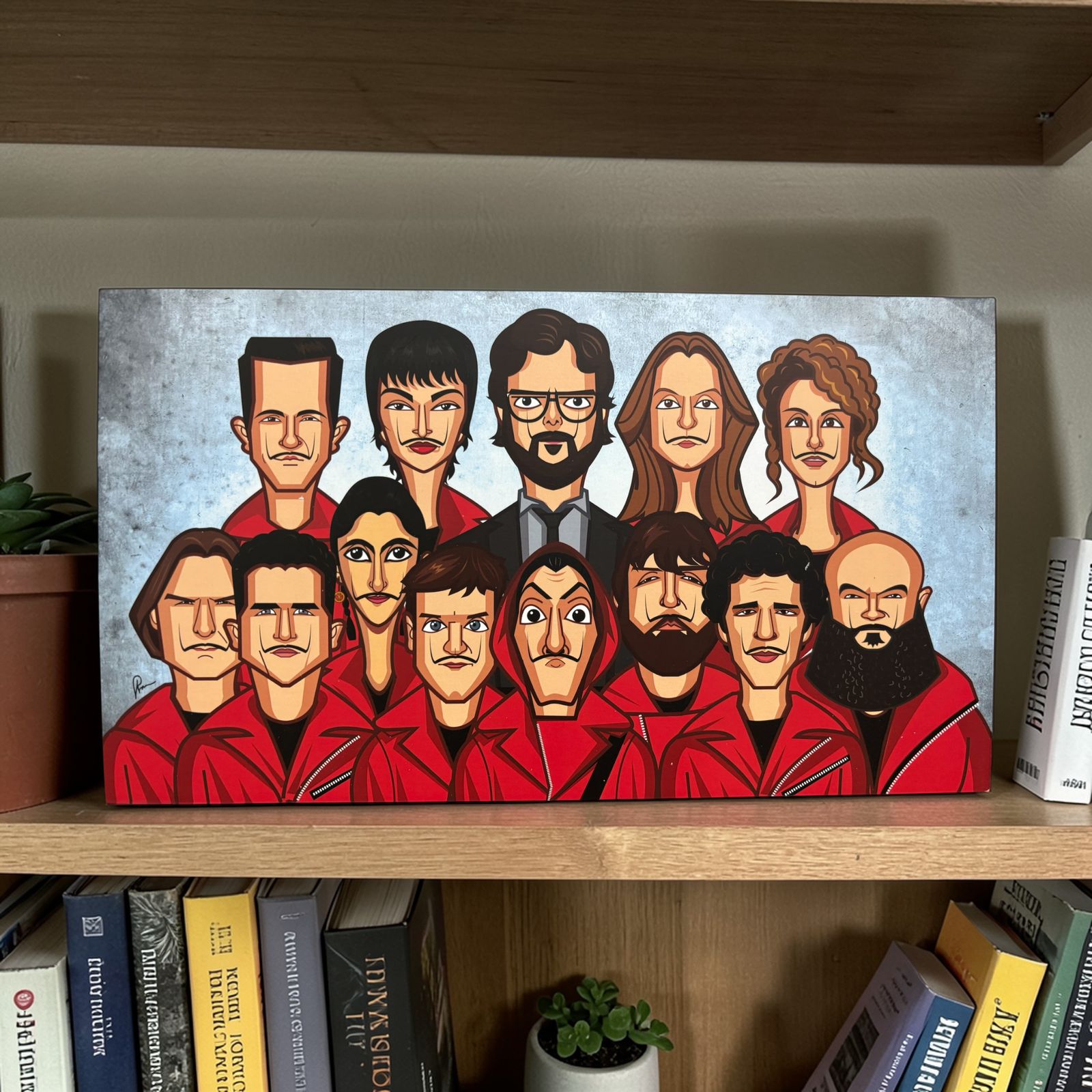Heist series inspired caricature wall art from Graphicurry