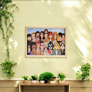Acrylic wall decor showcasing famous rock icons and music legends