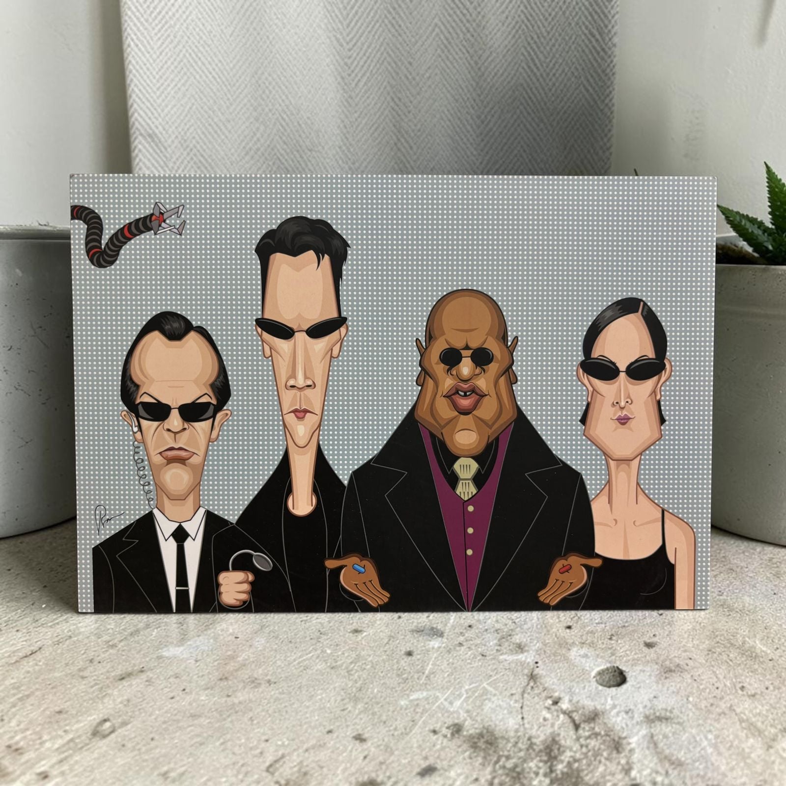 Neo, Trinity, and Morpheus wall art inspired by The Matrix movie