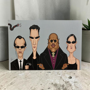 Neo, Trinity, and Morpheus wall art inspired by The Matrix movie